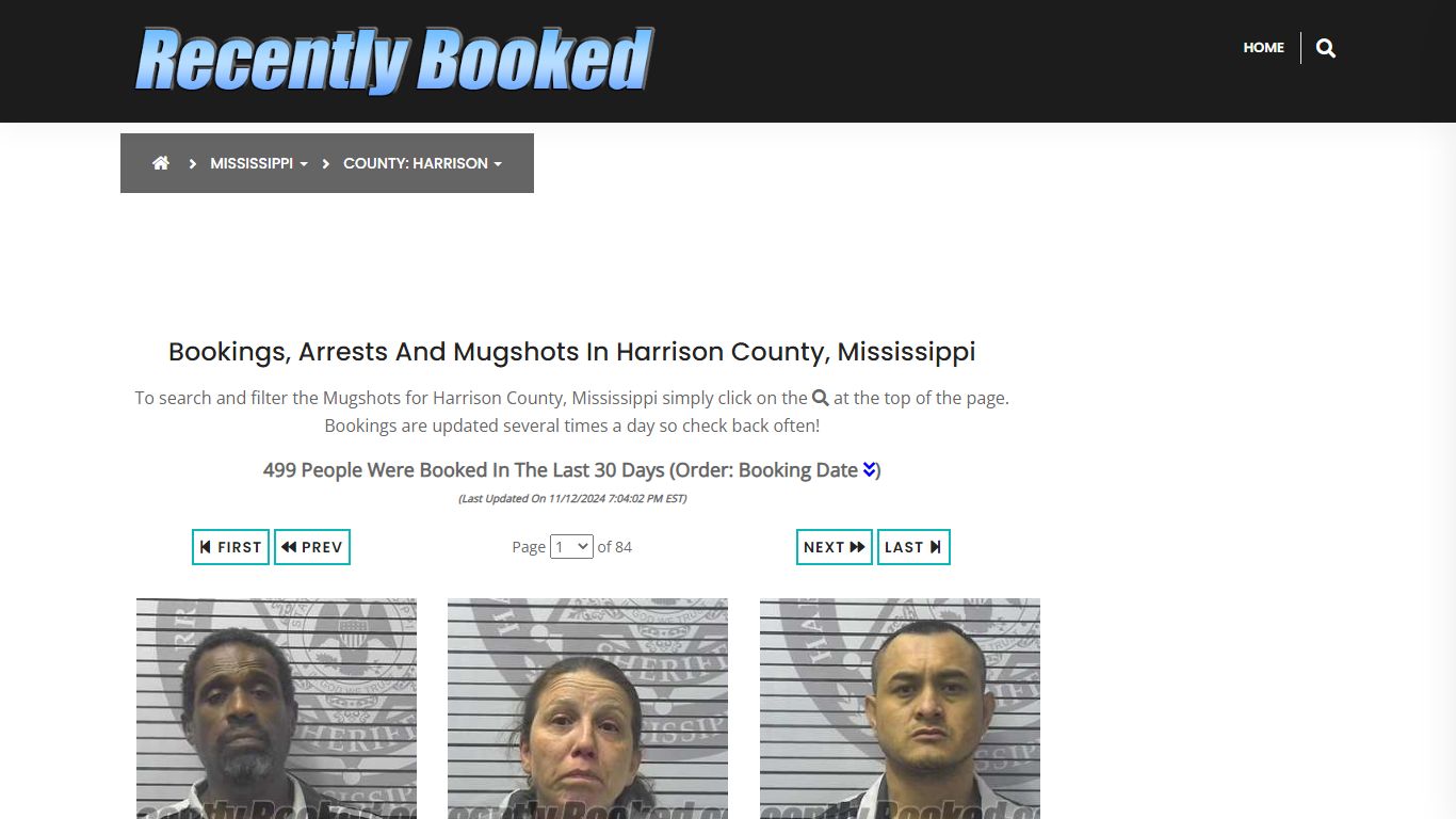 Bookings, Arrests and Mugshots in Harrison County, Mississippi