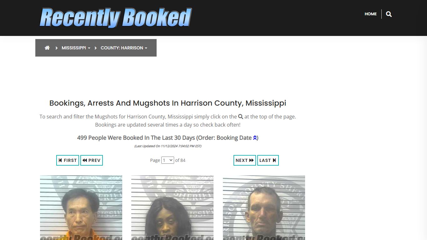 Bookings, Arrests and Mugshots in Harrison County, Mississippi