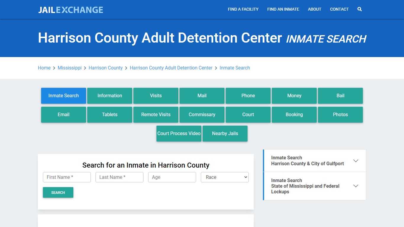 Harrison County Adult Detention Center Inmate Search - Jail Exchange